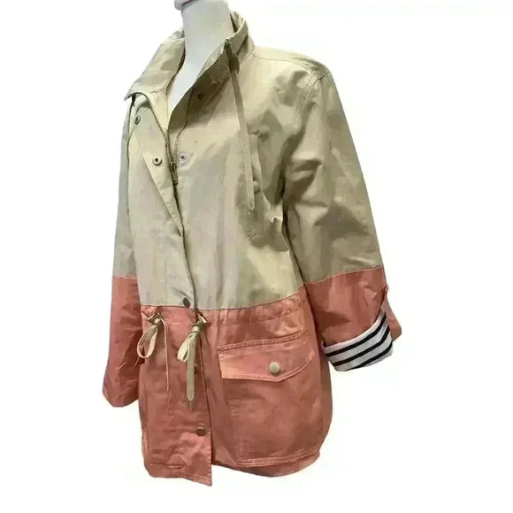 TRIBAL NWOT WATER REPELLENT RAIN JACKET WINDBREAKER TAN PINK SIZE MEDIUM - Picture 6 of 12